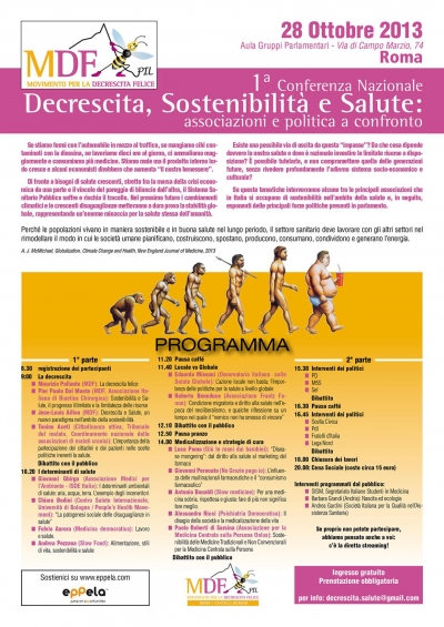 Prima Conferenza Nazionale &quot;Decrescita, Sostenibilità e Salute